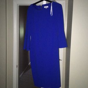Royal Blue Calvin Klein Bell sleeve dress. New